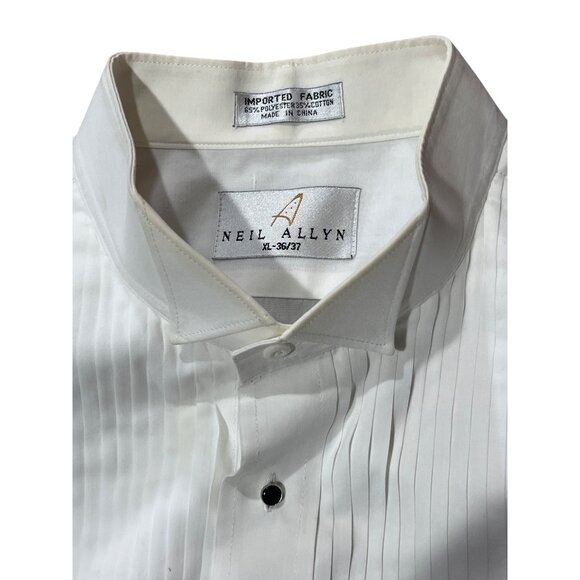 Neil Allyn Mens XL White Tuxedo Shirt 65% Polyester 35% Cotton Pleated Front - Picture 3 of 8
